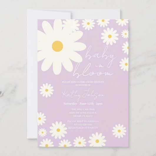 Retro Groovy Lila Lavendel Baby in Bloom Shower Kaart (Voorkant)