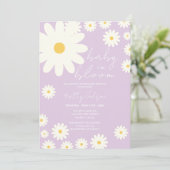 Retro Groovy Lila Lavendel Baby in Bloom Shower Kaart (Staand voorkant)