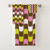 Retro Groovy Limoen roze bruin Abstract kunstpatro Bad Handdoek (Insitu)