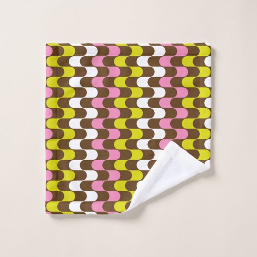 Retro Groovy Limoen roze bruin Abstract kunstpatro Bad Handdoek (Wasdoekje)