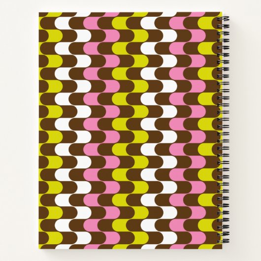 Retro Groovy Limoen Roze bruin Abstracte kunst Aan Notitieboek (Achterkant)