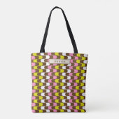 Retro Groovy Limoen Roze bruin Abstracte kunst Aan Tote Bag (Achterkant)