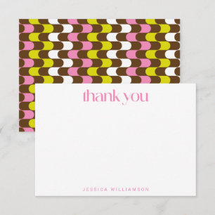 Retro Groovy Limoen roze bruin Vrijgezellenfeest Bedankkaart