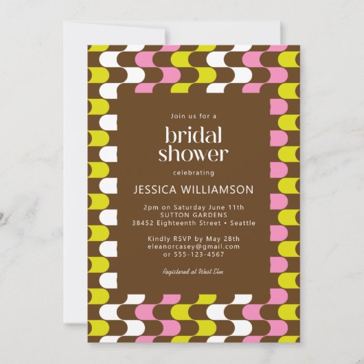 Retro Groovy Limoen Roze en bruin Vrijgezellenfees Kaart (Voorkant)