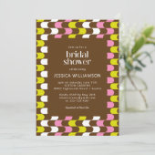 Retro Groovy Limoen Roze en bruin Vrijgezellenfees Kaart (Staand voorkant)