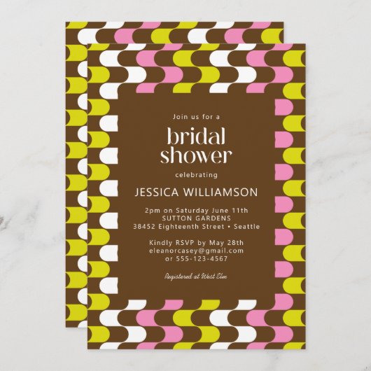 Retro Groovy Limoen Roze en bruin Vrijgezellenfees Kaart (Voorkant / Achterkant)