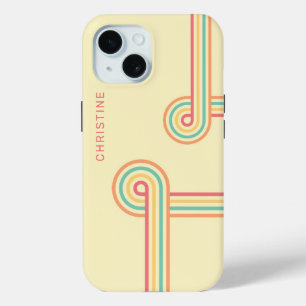 Retro Groovy Line Art iPhone 15 Case