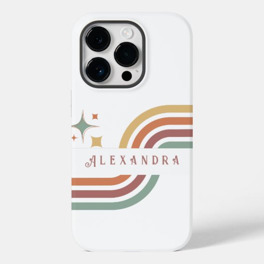 Retro Groovy Lines 70's 80s geel Sinaasappel groen Case-Mate iPhone Case (Achterkant)