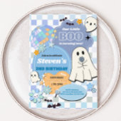 Retro Groovy Little Boo verjaardagsfeestje Kaart