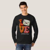 Retro Groovy LOVE Letter Envelope Leopard Postal W T-shirt (Voorkant volledig)