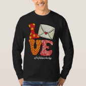 Retro Groovy LOVE Letter Envelope Leopard Postal W T-shirt (Voorkant)