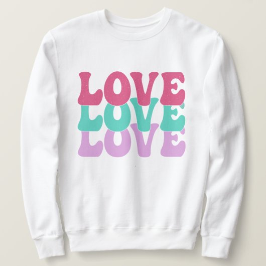 Retro Groovy Love Valentijn Regenboog Sweatshirt (Design voorkant)