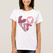 Retro Groovy Love Valentijnsdag Roze T-shirt (Voorkant)