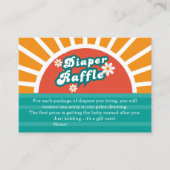 Retro Groovy Luier Raffle Kaart Zonnig Baby shower (Voorkant)