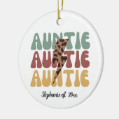 Retro groovy luipaardprint tante keramisch ornament (Links)