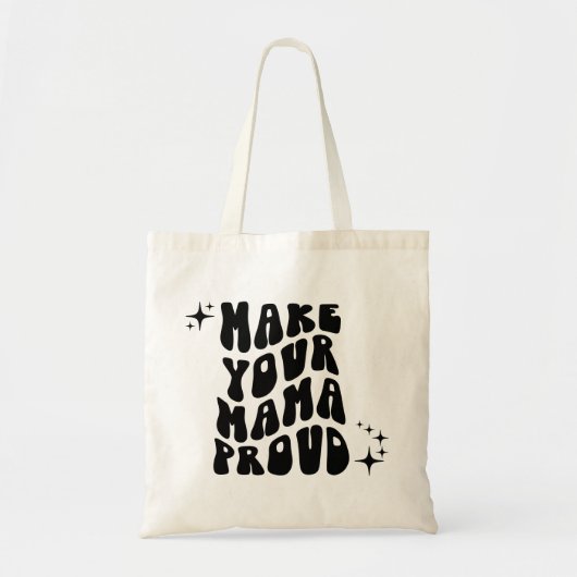 Retro Groovy Maak je mama trots Canvas tas (Voorkant)