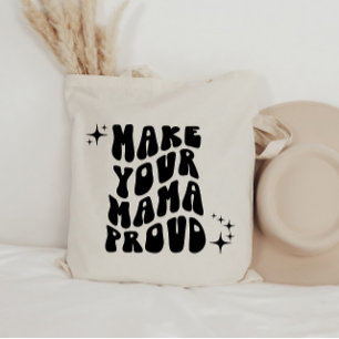 Retro Groovy Maak je mama trots Canvas tas