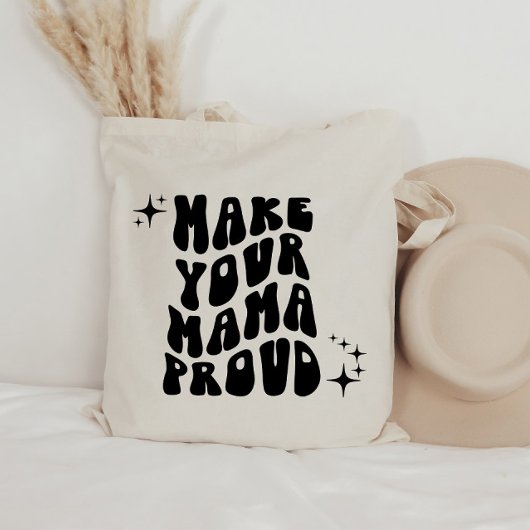 Retro Groovy Maak je mama trots Canvas tas