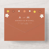 Retro Groovy Madeliefje Bloemige Jaren Zeventig Te All In One Uitnodiging (Achterkant)