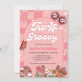 Retro groovy madeliefje twee groovy 2e verjaardag kaart (Voorkant)