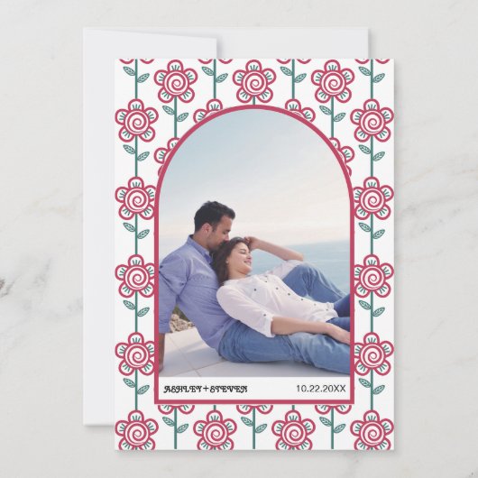 Retro groovy magenta en blauwgroen jaren 70 geïnsp kaart (Achterkant)