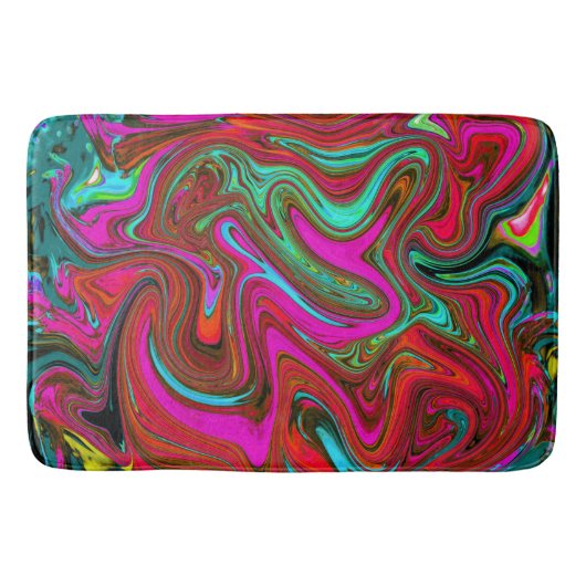 Retro Groovy Magenta, Red en Blue Abstract Art Badmat (Voorkant)