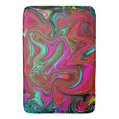 Retro Groovy Magenta, Red en Blue Abstract Art Badmat (Voorkant Verticaal)