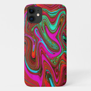 Retro Groovy Magenta, Red en Blue Abstract Art Case-Mate iPhone Case