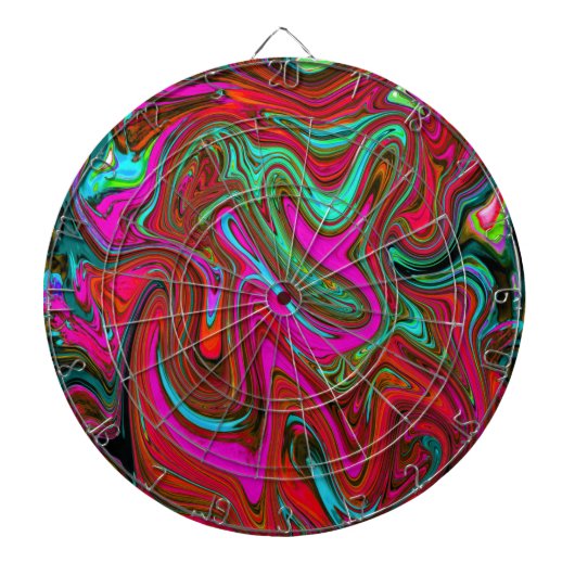 Retro Groovy Magenta, Red en Blue Abstract Art Dartbord (Voorkant)