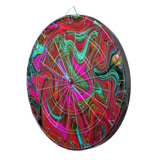 Retro Groovy Magenta, Red en Blue Abstract Art Dartbord (Voorkant Rechts)