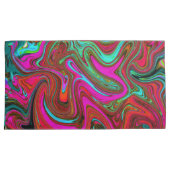 Retro Groovy Magenta, Red en Blue Abstract Art Kussensloop (Voorkant-Rechts)