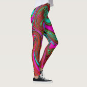 Retro Groovy Magenta, Red en Blue Abstract Art Leggings (Rechts)