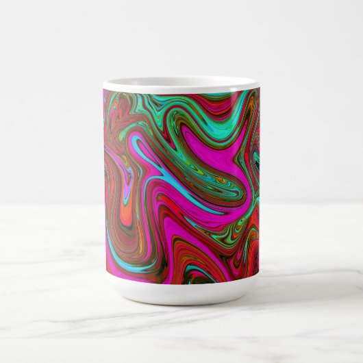 Retro Groovy Magenta, Red en Blue Abstract Art Magische Mok (Midden)