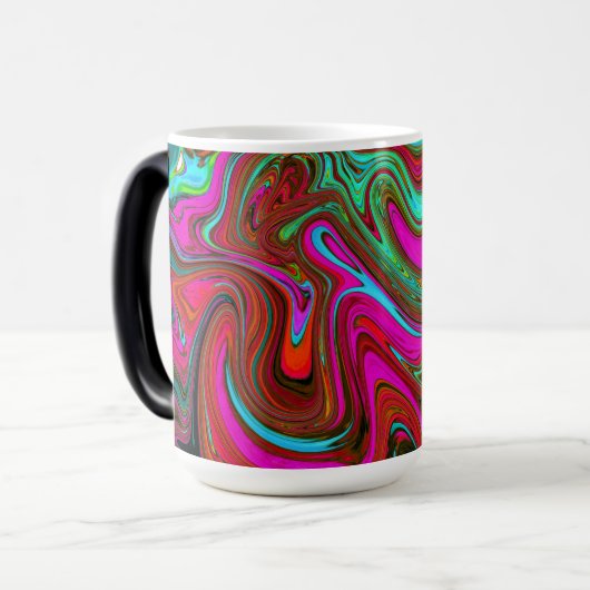 Retro Groovy Magenta, Red en Blue Abstract Art Magische Mok (Voorkant links)