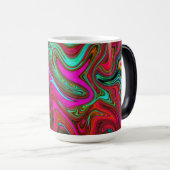 Retro Groovy Magenta, Red en Blue Abstract Art Magische Mok (Voorkant rechts)