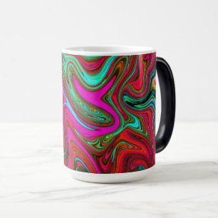 Retro Groovy Magenta, Rode en Blauwe Abstracte Kun Magische Mok
