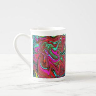 Retro Groovy Magenta, Rode en Blauwe Abstracte Kun Porselein Kop