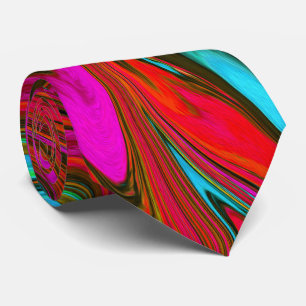 Retro Groovy Magenta, Rode en Blauwe Abstracte Kun Stropdas