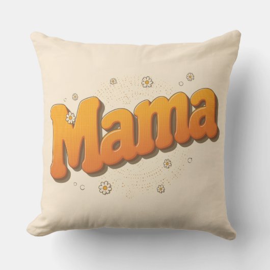 Retro Groovy Mama 70s Typografie Boho Worp Kussen (Voorkant)