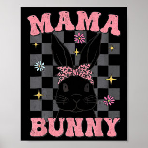 Retro Groovy Mama Bunny Matching Familie Pasen Mam Poster