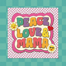 Retro Groovy Mama Citaat Typografie Moederdag Poster