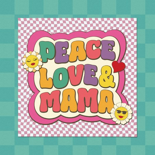 Retro Groovy Mama Citaat Typografie Moederdag Poster