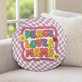 Retro Groovy Mama Citaat Typografie Moederdag Rond Kussen