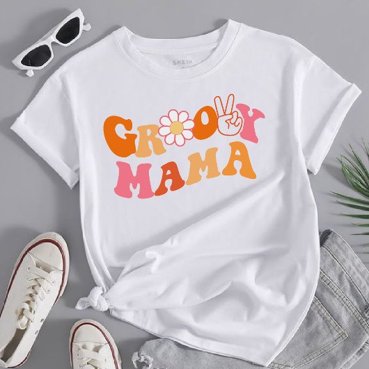 retro groovy mama eerste verjaardag matching t-shirt