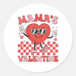 Retro Groovy Mama is mijn Valentijn Schattige Hear Ronde Sticker