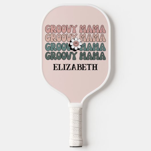 Retro Groovy Mama Modern Boho Colors Name Pickleball Paddle (Voorkant)