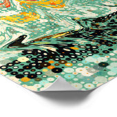 Retro Groovy Marmer Draai Abstract Patroon Poster (Hoek)