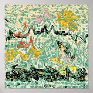 Retro Groovy Marmer Draai Abstract Patroon Poster