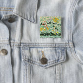 Retro Groovy Marmer Swirl Abstract Patroon Vierkante Button 5,1 Cm (In situ)
