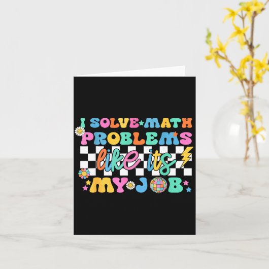 Retro Groovy Math Teacher Funny Back To School Gif Kaart (Gele Bloem)